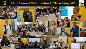 Collage of speakers and attendees at the 14th Annual Celebration of Teaching 2023