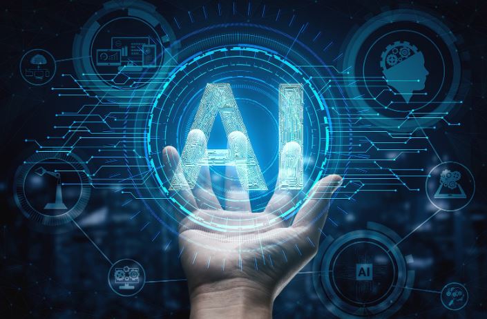 Hand holding "AI"