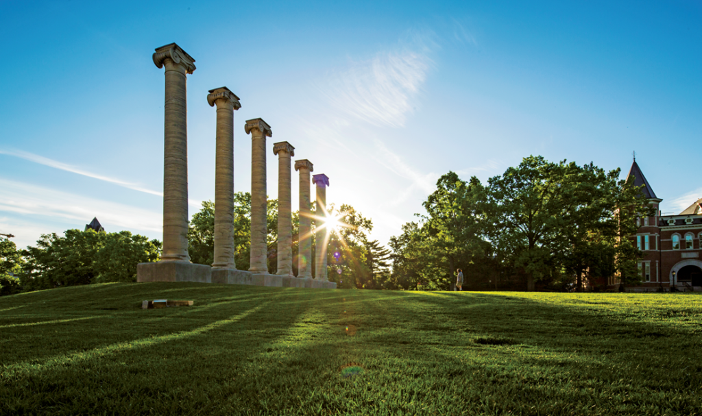 Mizzou columns on a sunny day