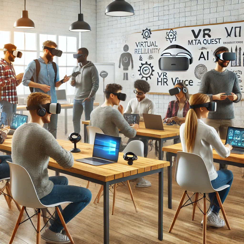 Futuristic image of people living with AI