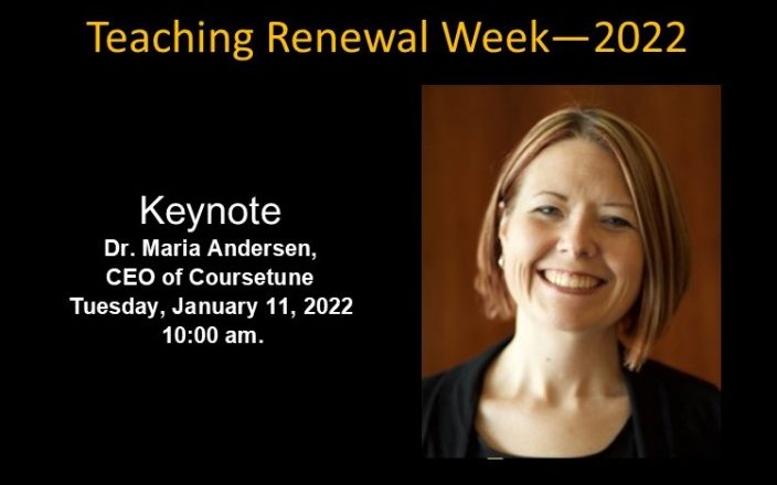 banner for Teaching Renewal Week featuring Dr. Maria Andersen